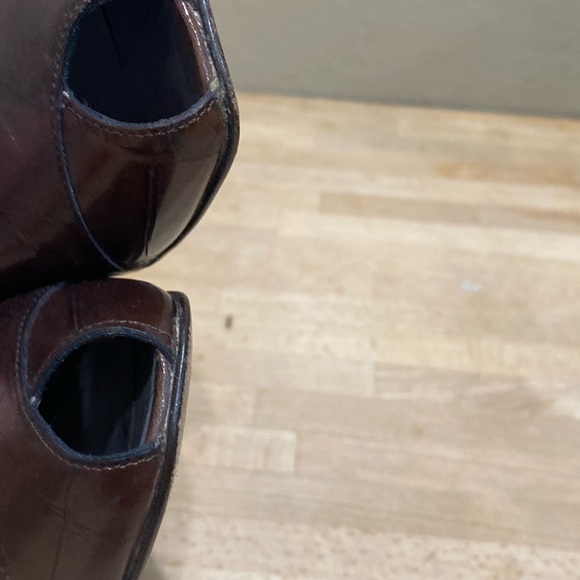 Miu Miu Leather Brown Chunky High Heel 8 Peep Toe Vintage Style Shoes EUR 38 EUC - Picture 8 of 9